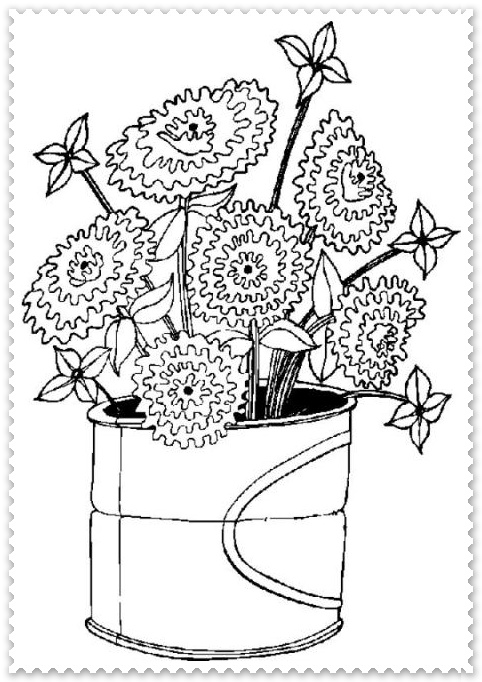Vaza Cu Crizantema De Colorat