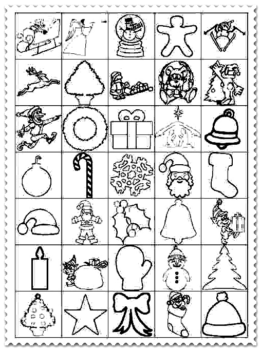 Ornamente si simboluri de Craciun de colorat pentru copii